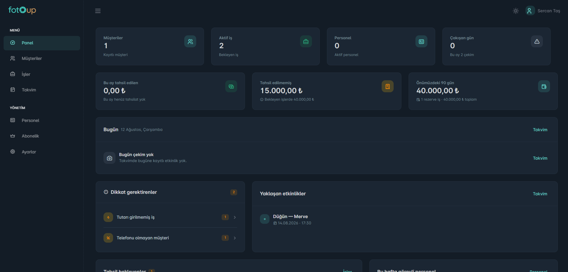 FotoUP — CRM projesi | Codezzium